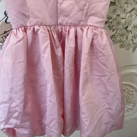 Lulus Regal Cutie Dress Women's XS Light Pink Mini Satin Bubble Hem NWOT - Picture 9 of 12